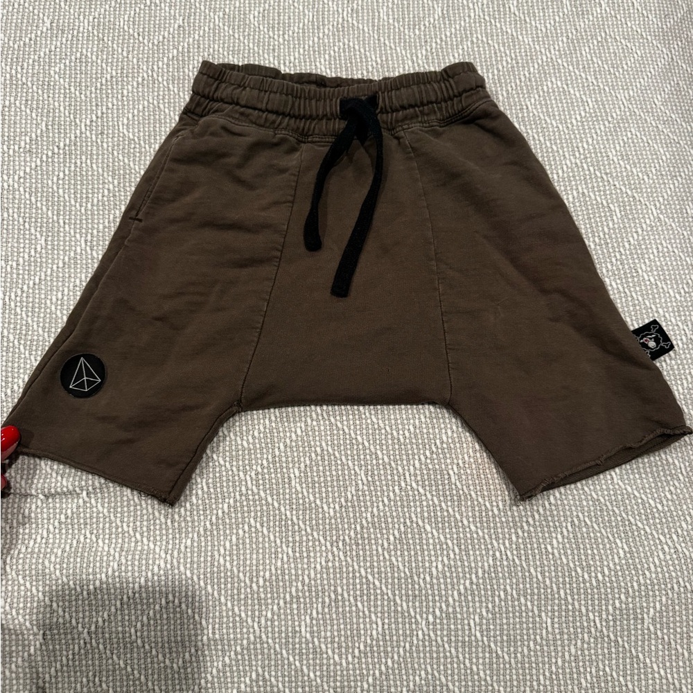 Nununu Kids Brown Drop-Crotch Shorts with Drawstring